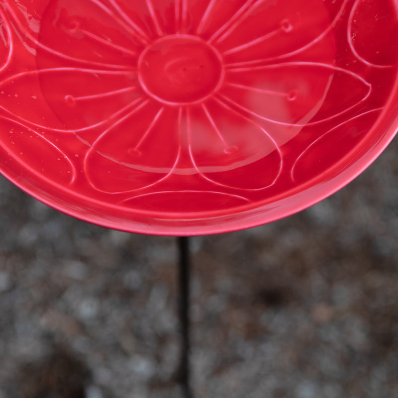Achla Petunia Lolly 12in Birdbath with Stake | Petunia Pink Glass Enamel on Brass and Wrought Iron | Garden & Patio Bird Bath | 12 x 12 | Model EBB-02P-S
