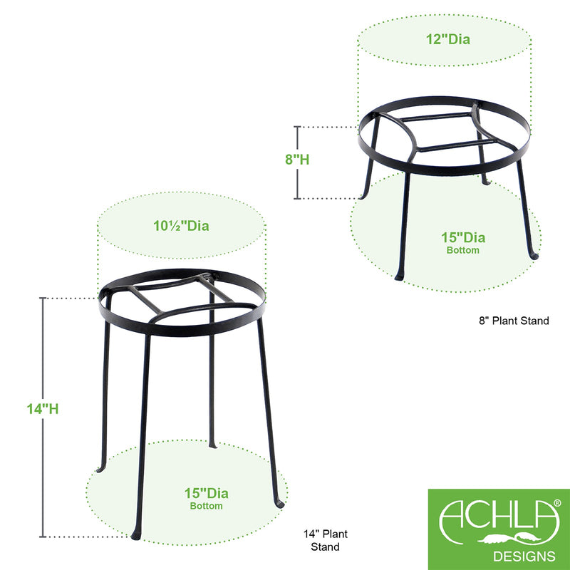 Achla Argyle Plant Stands Set of Two | Wrought Iron with Graphite Powdercoat | Living Room, Sunroom & Patio Plant Display | 8in and | Model FB-30-31