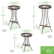 Achla Tara Plant Stands Set of Three | Wrought Iron with Roman Bronze Powdercoat Finish | Indoor & Outdoor Tiered Plant Display | 15 | Model FB-81-82-83