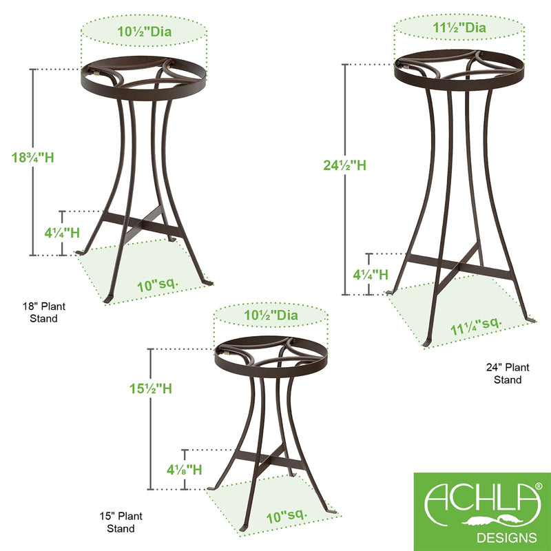Achla Tara Plant Stands Set of Three | Wrought Iron Roman Bronze | Tiered Plant Display for Living Room & Covered Patio | 15-24 | Model FB-81-82-83