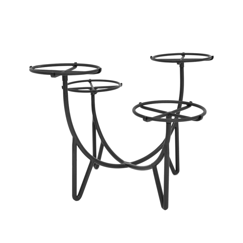 Achla Frida IV Plant Stand | Mid-Century Wrought Iron Black | Tabletop Display for Four Small Pots | 17.5 x 17.5 x 11.25 in | Model FC-08