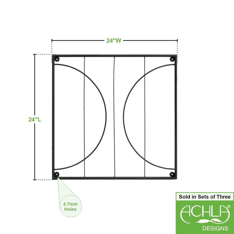 Achla Quilt Block-Circles Wall Trellis Panels (Set of 3) | Wrought Iron Black | Garden Wall & Fence Climbing Plant Support | Model FT-52C
