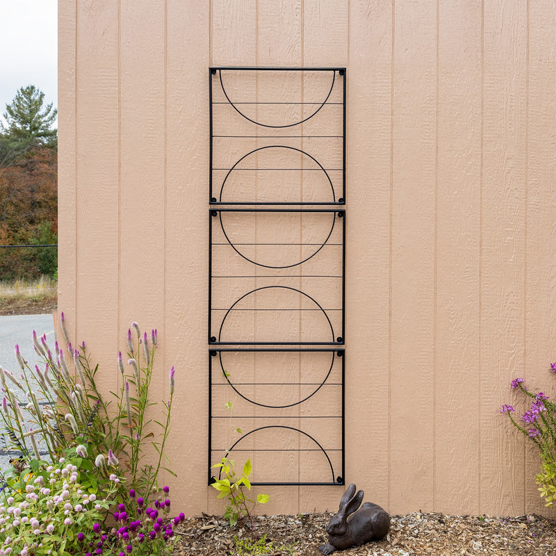 Achla Quilt Block-Circles Wall Trellis Panels (Set of 3) | Wrought Iron Black | Garden Wall & Fence Climbing Plant Support | Model FT-52C