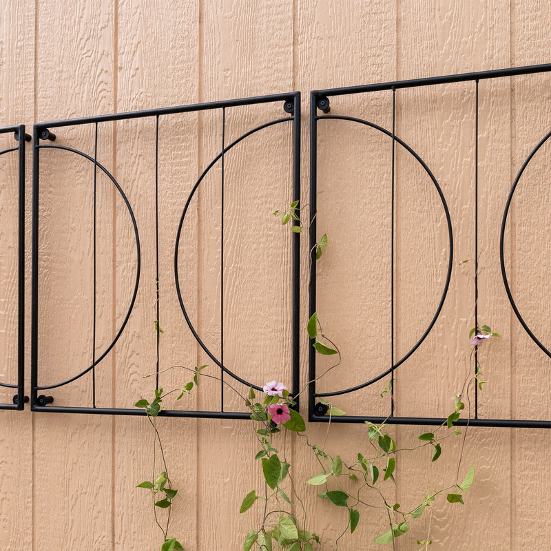 Achla Quilt Block-Circles Wall Trellis Panels (Set of 3) | Wrought Iron Black | Garden Wall Climbing Plant Support | 21.75 x 21.75 x 87 in | Model FT-52C