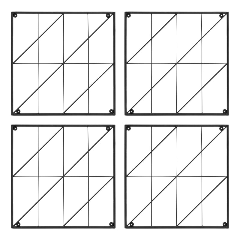 Achla Quilt Block-Diagonals Wall Trellis Panels (4 panels) | Black Wrought Iron | Garden Wall & Fence Decor | 49 x 49 in Overall, 24 in | Model FT-52Z