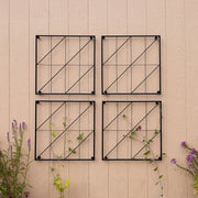 Achla Quilt Block-Diagonals Wall Trellis Panels (4 panels) | Black Wrought Iron | Garden Wall & Fence Decor | 49 x 49 in Overall, 24 in | Model FT-52Z