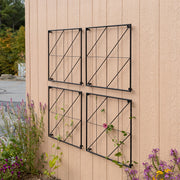 Achla Quilt Block-Diagonals Wall Trellis Panels (4 panels) | Black Wrought Iron | Garden Wall & Fence Decor | 49 x 49 in Overall, 24 in | Model FT-52Z