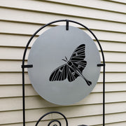 Achla Luna Trellis | Silver & Black Wrought Iron | Pollinator & Gothic Garden Accent | 21 x 82 x 2 in, Free-Standing | Model FT-67