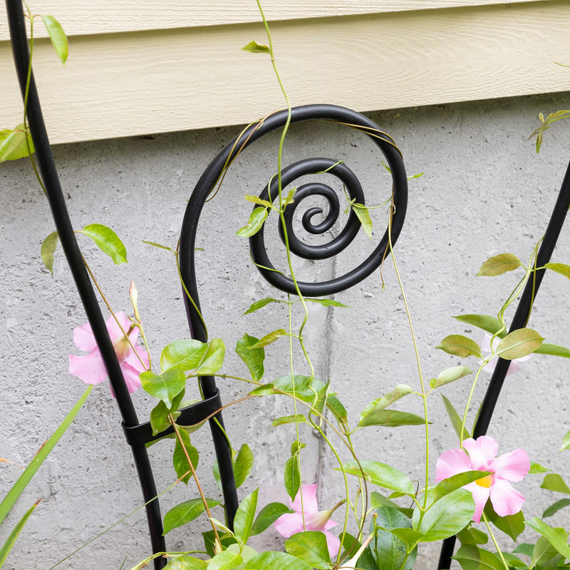 Achla Luna Trellis | Silver & Black Wrought Iron | Pollinator & Gothic Garden Accent | 21 x 82 x 2 in, Free-Standing | Model FT-67