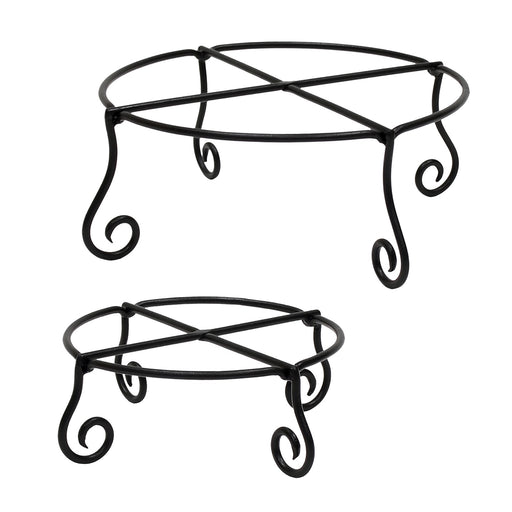 Achla Piazza Plant Stands, Set of Two | Black Wrought Iron | Indoor & Outdoor Planters | Small 10.25 x 4.5 in, Large 14 x 6.25 in | Model GBS-23-24