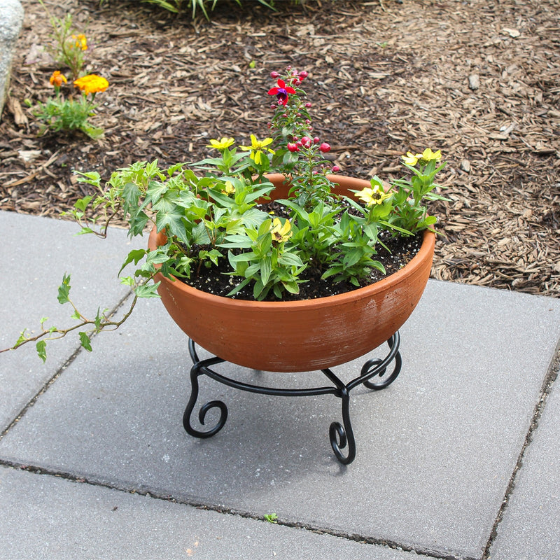 Achla Piazza Plant Stands Set of Two | Black Wrought Iron | Patio & Indoor Planter Stands | Small 10.25 x 4.5 in, Large 14 x 6.25 in | Model GBS-23-24