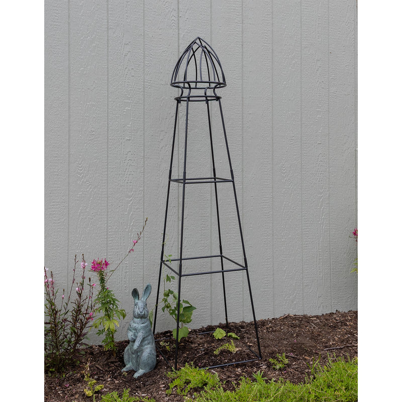Achla Minar Pylon I 65.5in Wrought Iron Plant Trellis | Graphite Powdercoat | Garden Entryway & Vegetable Bed | 17.75 x 17.75 x 65.5 in | Model PYL-21