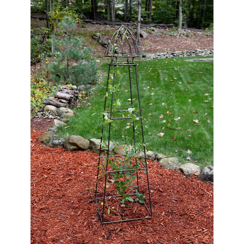 Achla Minar Pylon I 65.5in Wrought Iron Plant Trellis | Graphite Powdercoat | Garden Entryway & Vegetable Bed | 17.75 x 17.75 x 65.5 in | Model PYL-21