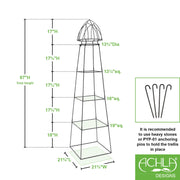 Achla Minar Pylon II 87in Wrought Iron Plant Trellis | Graphite Powdercoat | Garden Entryway & Vegetable Bed | 21.75 x 21.75 x 87 in | Model PYL-22