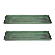 Achla Small Green Flower Box Tray Pack of 2 Galvanized Steel Planter Tray | Green Patina | Windowsill & Tabletop | 22 x 6 x 1 in | Model TR-C-08-2