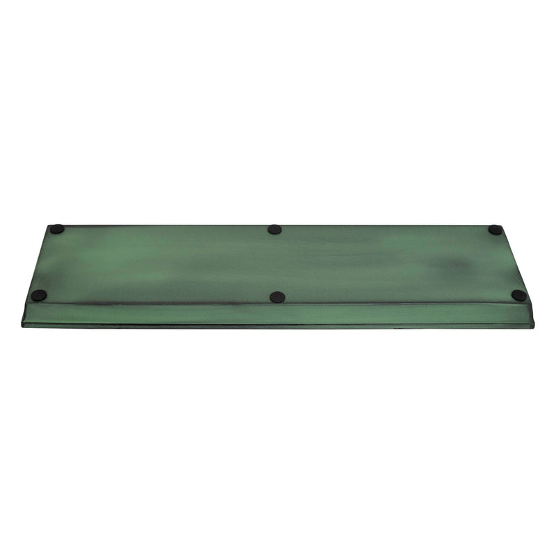 Achla Small Green Flower Box Tray Pack of 2 | Galvanized Steel Planter Tray Green Patina | Windowsill & Tabletop Drip Tray | Model TR-C-08-2
