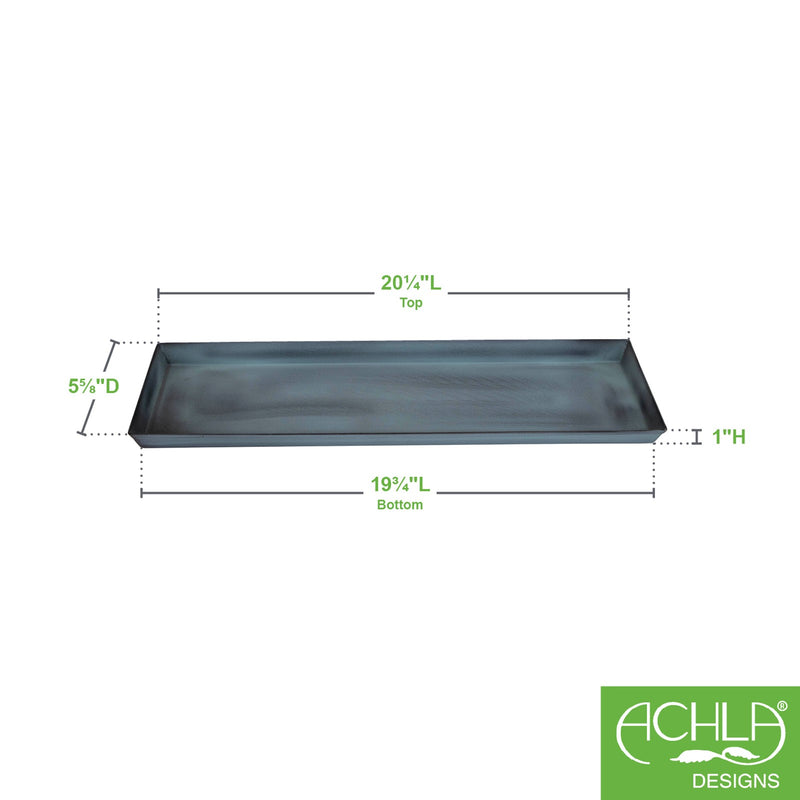 Achla Small Nantucket Blue Flower Box Tray, Pack of 2 | Galvanized Steel Planter Tray | Indoor & Outdoor Plant Drip Tray | Model TR-C-08NB-2
