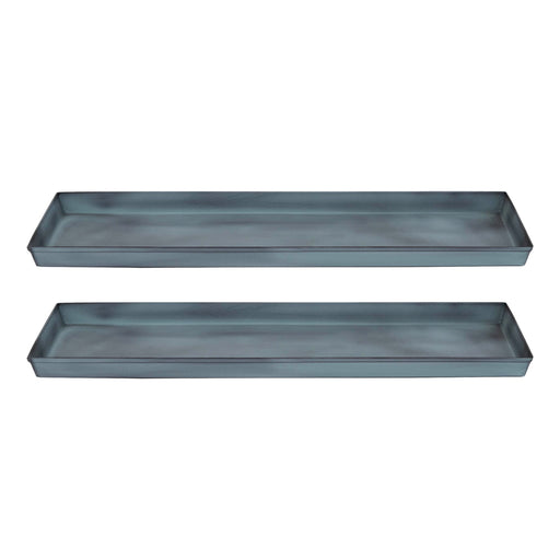 Achla Medium Nantucket Blue Flower Box Tray, Pack of 2 | Galvanized Steel Planter Tray | Indoor & Outdoor Plant Drip Tray | 23 x 9 x 1 | Model TR-C-20NB-2