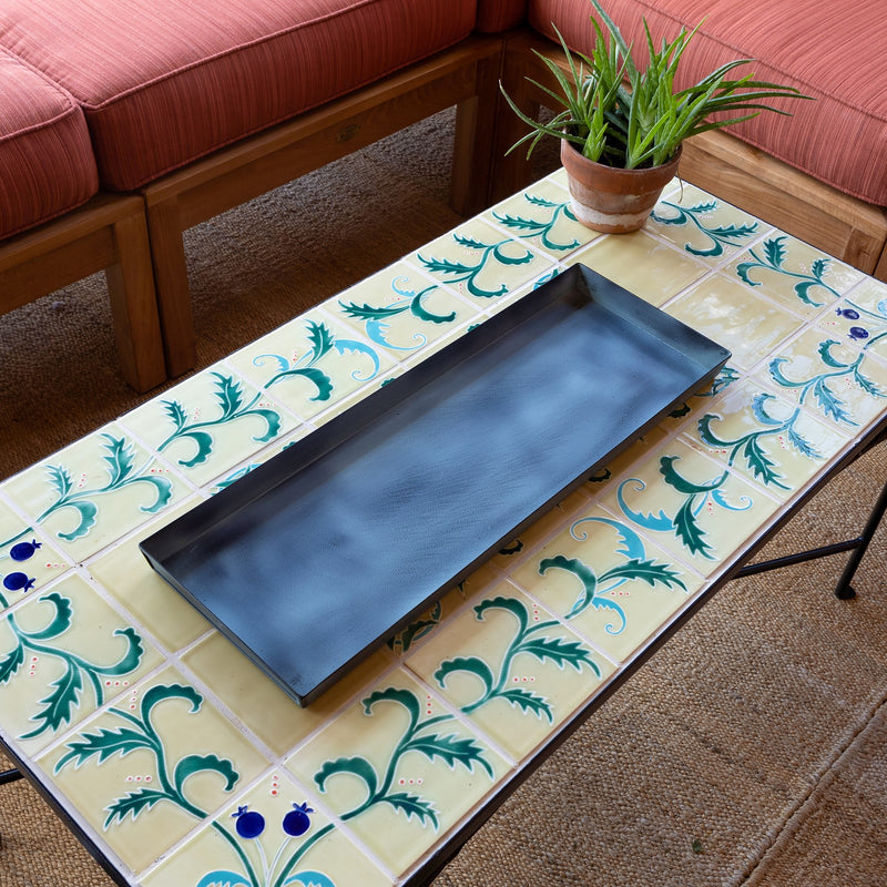 Achla Medium Nantucket Blue Flower Box Tray, Pack of 2 | Galvanized Steel Planter Tray | Indoor & Outdoor Plant Drip Tray | Model TR-C-20NB-2
