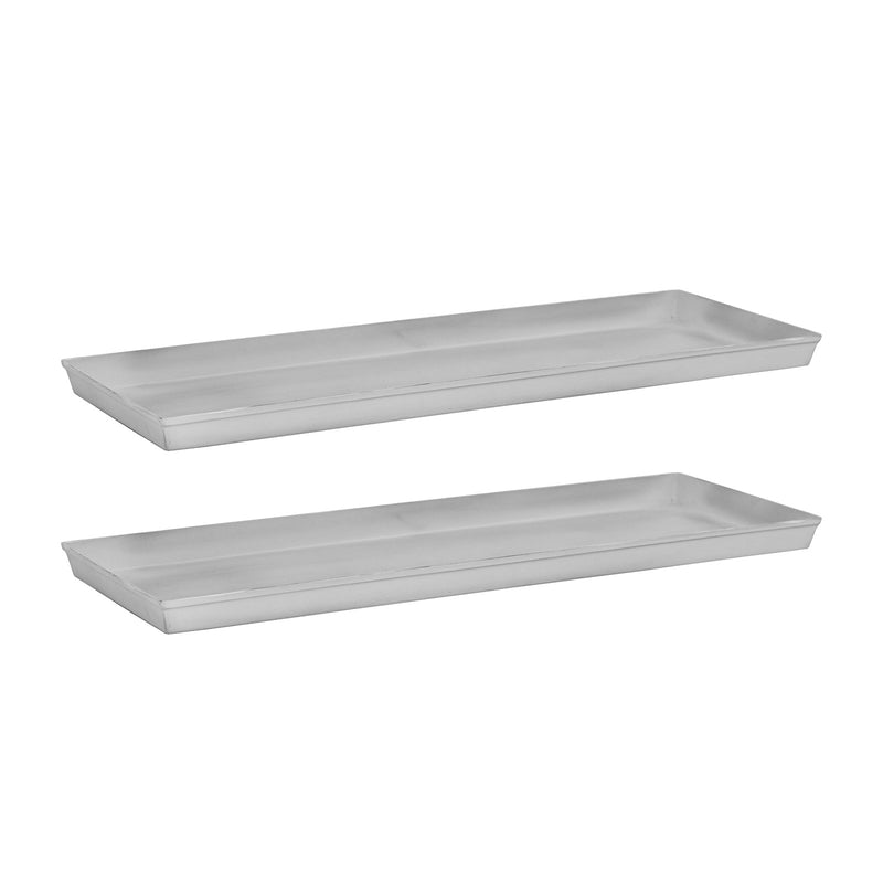 Achla Medium Cape Cod White Flower Box Tray, Pack of 2 | Galvanized Steel Planter Tray | Indoor & Outdoor Plant Drip Tray | 23 x 9 x 1 | Model TR-C-20W-2