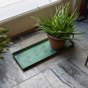 Achla Medium Green Flower Box Tray, Pack of 2 | Galvanized Steel Green Patina | Indoor Plant Drip Tray for Windowsills & Tabletops | Model TR-VFB-05-2