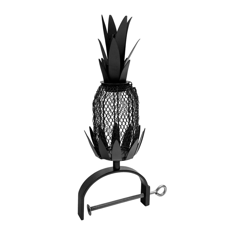 Achla Railing Pineapple Bird Feeder | Steel Wire Mesh Black & Nickel | Deck & Porch Bird Feeder for Sunflower Seeds, Suet | Model VBF-02-OR