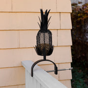 Achla Railing Pineapple Feeder | Steel Wire Mesh Black & Nickel | Deck & Porch Bird Feeder for Sunflower Seeds, Suet, Mealworms | 9 | Model VBF-02-OR