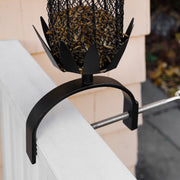 Achla Railing Pineapple Feeder | Steel Wire Mesh Black & Nickel | Deck & Porch Bird Feeder for Sunflower Seeds, Suet, Mealworms | 9 | Model VBF-02-OR