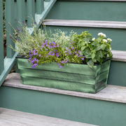 Achla Bloom Box Garden Growing Kit, Medium Green | Galvanized Steel Green Patina | Deck & Balcony Container Garden for Flowers, Herbs | Model VFB-05-GK2