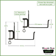 Achla Bloom Box Garden Growing Kit Medium | Green Patina Galvanized Steel and Black Wrought Iron | Deck & Balcony Container Garden | Model VFB-05-RM-GK2