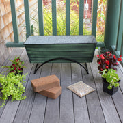 Achla Bloom Box Garden Growing Kit Medium | Green Patina Galvanized Steel and Black Wrought Iron Stand | Deck & Balcony Container | Model VFB-05-S-GK2