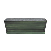 Achla Classic Green Flower Box with Tray Medium | Green Patina Galvanized Steel | Deck & Balcony Container Garden | 24 x 10 x 8 in | Model VFB-05-T