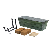 Achla Bloom Box Garden Growing Kit Medium | Green Patina Galvanized Steel and Black Wrought Iron Wall Brackets | Deck & Balcony | Model VFB-05-WM-GK2