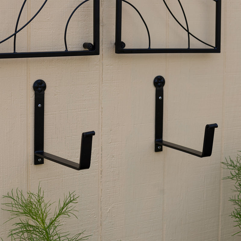 Achla Bloom Box Medium Garden Growing Kit | Green Patina Galvanized Steel and Black Wrought Iron | Deck & Balcony Wall-Mounted | Model VFB-05-WM-GK2