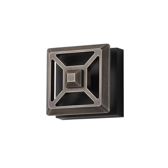Avenue Outdoor 5"H Sq. 3-CCT LED Sconce, Black/Bronze Grid Cover