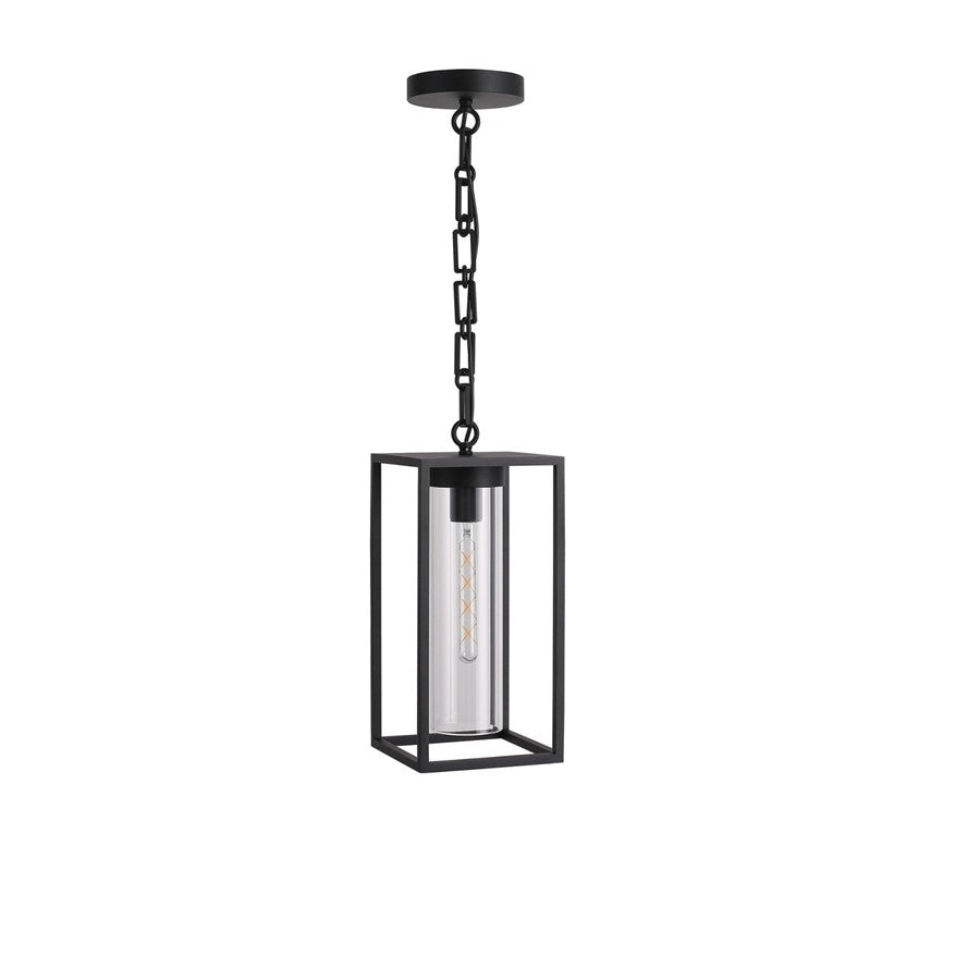 Avenue Outdoor 16"H Hanging Box Pendant, Black/Clear Glass