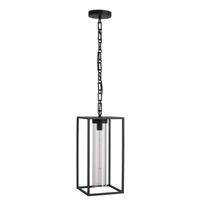 Avenue Outdoor 20"H Hanging Box Pendant, Black/Clear Glass
