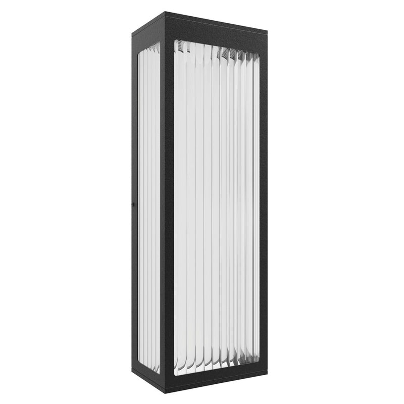 Avenue Lighting Avenue Outdoor 18in 1-Light Outdoor Sconce | Modern Black Aluminum & Ribbed Glass | Entryway & Patio | Model AV9902-BLK