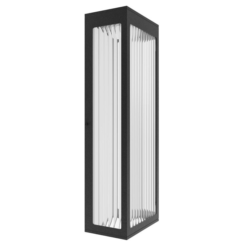 Avenue Lighting Avenue Outdoor 18in 1-Light Outdoor Sconce | Modern Black Aluminum & Ribbed Glass | Entryway & Patio | Model AV9902-BLK