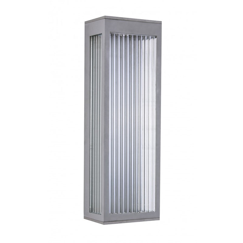 Avenue Lighting Avenue Outdoor 18in 1-Light Outdoor Sconce | Modern Silver Aluminum and Ribbed Glass | Entryway & Covered Patio | Model AV9902-SLV