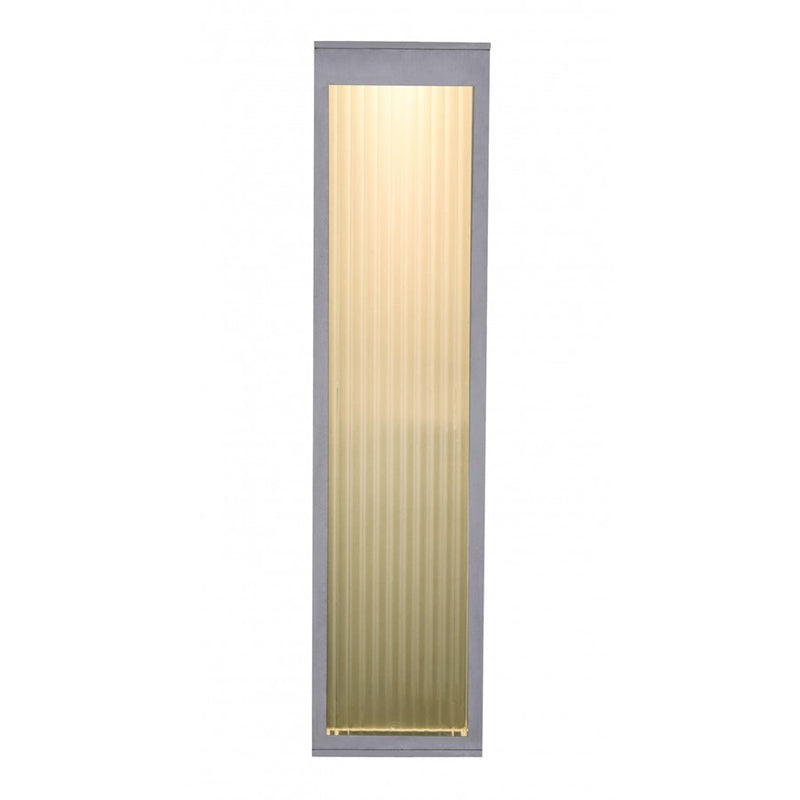 Avenue Lighting Avenue Outdoor 24in 1-Light Outdoor Sconce | Modern Silver Aluminum and Ribbed Glass | Entryway & Covered Patio | Model AV9903-SLV