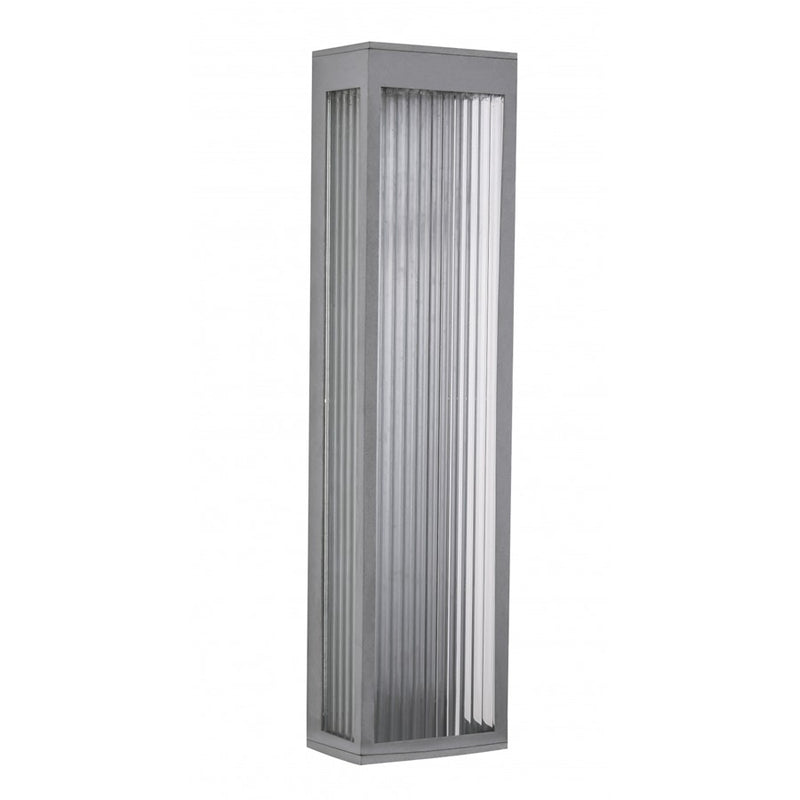Avenue Lighting Avenue Outdoor 24in 1-Light Outdoor Sconce | Modern Silver Aluminum and Ribbed Glass | Entryway & Covered Patio | Model AV9903-SLV