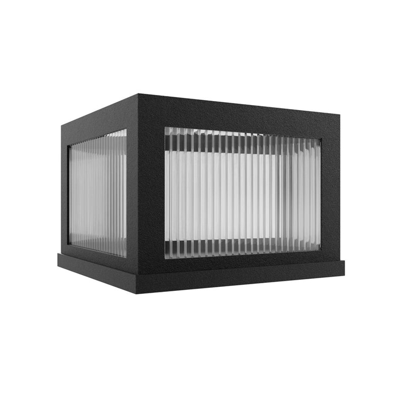 Avenue Lighting Avenue Outdoor LED 10" Sconce, Black/Ribbed Glass