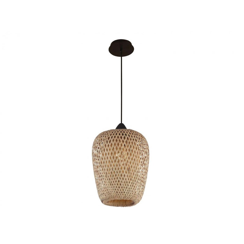 Avenue Lighting Tulum 1 Light 9" Pendant, Bamboo Wicker And Black
