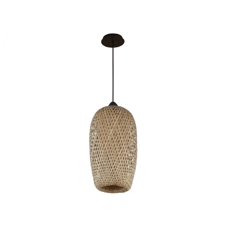 Avenue Lighting Tulum 1 Light 13" Pendant, Bamboo Wicker And Black