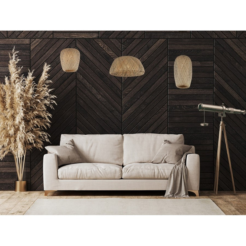 Avenue Lighting Tulum 1 Light 13" Pendant, Bamboo Wicker And Black