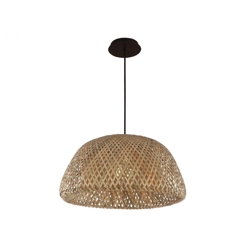 Avenue Lighting Tulum 17in 1-Light Pendant | Eco-Chic Bamboo Wicker and Black | Kitchen Island & Dining Room | 17 x 17 x 8 in | Model HF1003-BW