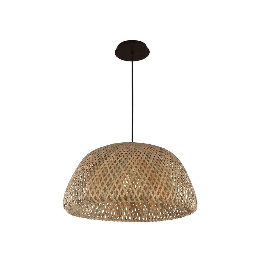 Avenue Lighting Tulum 1 Light 8" Pendant, Bamboo Wicker And Black - HF1003-BW