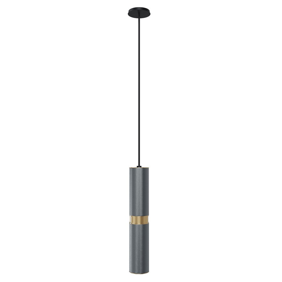 Avenue Lighting Cicada 1Lt 13" Pendant, KnurledLt Grey With Brass