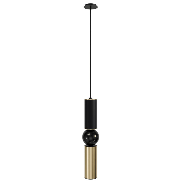 Avenue Lighting Cicada 1 Light 17" Pendant, Black/Brushed Brass - HF1091-BK-BB